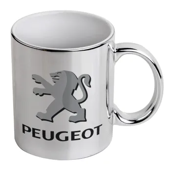 Peugeot, Mug ceramic, silver mirror, 330ml