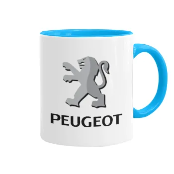Peugeot, Mug colored light blue, ceramic, 330ml