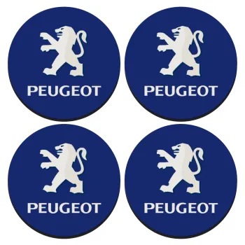 Peugeot, ΣΕΤ 4 Σουβέρ ξύλινα στρογγυλά (9cm)