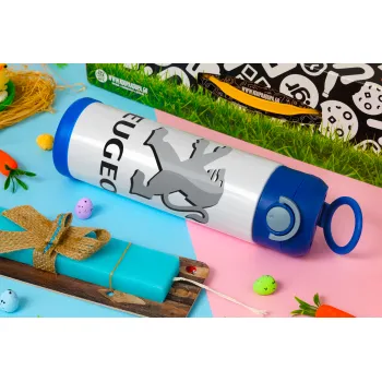 Peugeot, Easter candle, Childrens hot water bottle, stainless steel, with safety straw, BLUE (500ml)