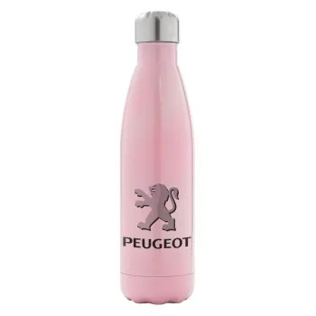 Peugeot, Μεταλλικό παγούρι θερμός Ροζ Ιριδίζον (Stainless steel), διπλού τοιχώματος, 500ml