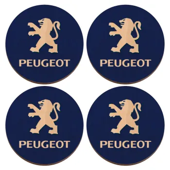 Peugeot, ΣΕΤ x4 Σουβέρ ξύλινα στρογγυλά plywood (9cm)