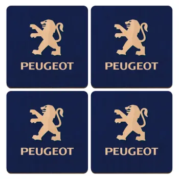 Peugeot, ΣΕΤ x4 Σουβέρ ξύλινα τετράγωνα plywood (9cm)