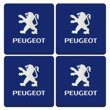 Peugeot, ΣΕΤ 4 Σουβέρ ξύλινα τετράγωνα (9cm)