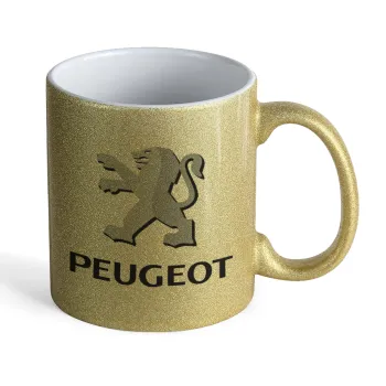 Peugeot, Κούπα Χρυσή Glitter που γυαλίζει, κεραμική, 330ml