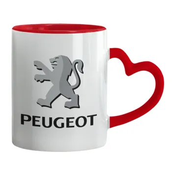 Peugeot, Κούπα καρδιά χερούλι κόκκινη, κεραμική, 330ml