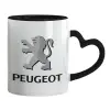 Mug heart black handle, ceramic, 330ml