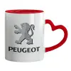 Mug heart red handle, ceramic, 330ml