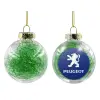 Transparent Christmas tree ball ornament with green filling 8cm