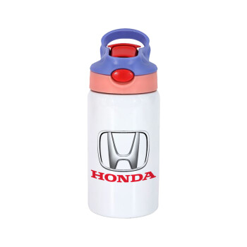 HONDA, Children's hot water bottle, stainless steel, with safety straw, pink/purple (350ml)