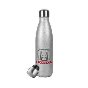 HONDA, Metallic Glitter Silver Thermos Flask (Stainless steel), double-walled, 500ml