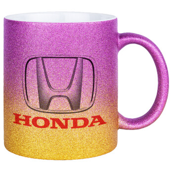 HONDA, Κούπα Χρυσή/Ροζ Glitter, κεραμική, 330ml