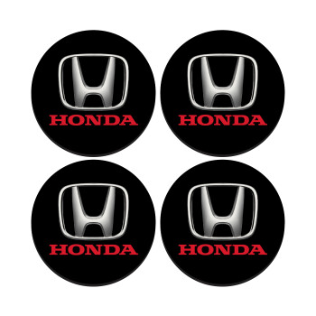 HONDA, SET of 4 round wooden coasters (9cm)