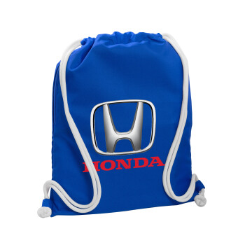 HONDA, Τσάντα πλάτης πουγκί GYMBAG Μπλε, με τσέπη (40x48cm) & χονδρά κορδόνια