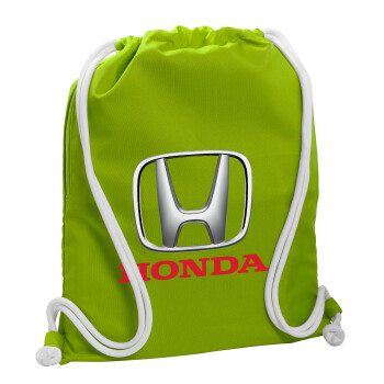 HONDA, Τσάντα πλάτης πουγκί GYMBAG LIME GREEN, με τσέπη (40x48cm) & χονδρά κορδόνια