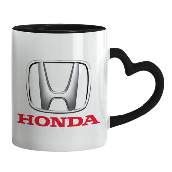 HONDA, Mug heart black handle, ceramic, 330ml