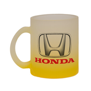 HONDA, Κούπα γυάλινη δίχρωμη με βάση το κίτρινο ματ, 330ml