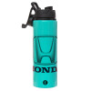Metallic water bottle with safety lid, 850ml aluminum