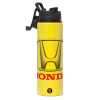 Metallic water bottle with safety lid, 850ml aluminum