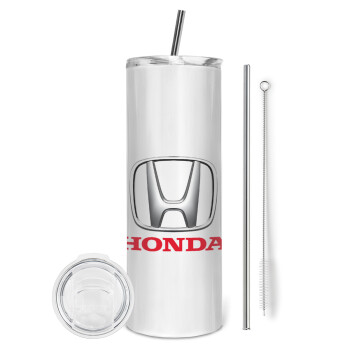 HONDA, Eco friendly stainless steel tumbler 600ml, with metal straw & cleaning brush