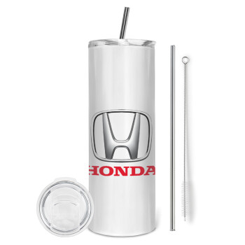HONDA, Tumbler stainless steel 600ml, with metal straw & cleaning brush