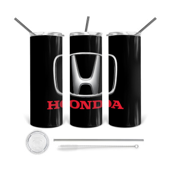 HONDA, 360 Eco friendly ποτήρι θερμό (tumbler) από ανοξείδωτο ατσάλι 600ml, με μεταλλικό καλαμάκι & βούρτσα καθαρισμού