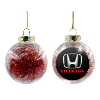 HONDA, Transparent Christmas tree ball ornament with red filling 8cm