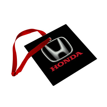 HONDA, Christmas ornament, glass square ornament 9x9cm