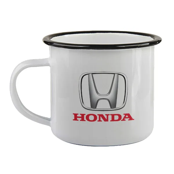 HONDA — Enamel mug with black rim, 360ml
