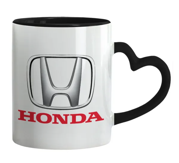HONDA — Mug heart black handle, ceramic, 330ml