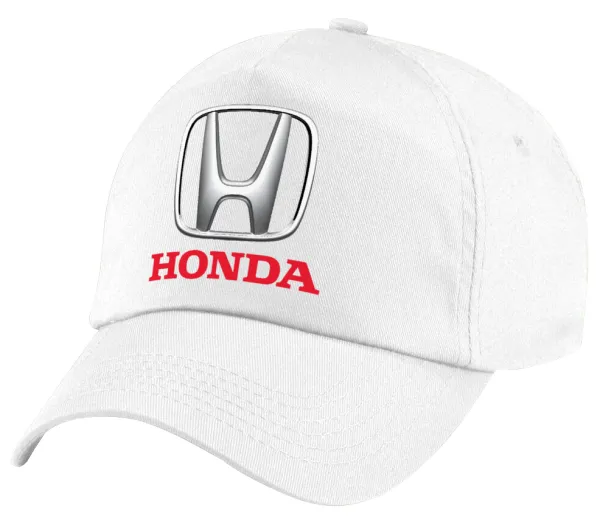 HONDA — Πεντάφυλλο καπέλο Λευκό, 100% Βαμβακερό (Twill), με ρύθμιση, unisex