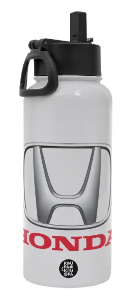 HONDA — Metal mug thermo White with Straw and Spout Lid (Stainless steel), double wall, 950ml
