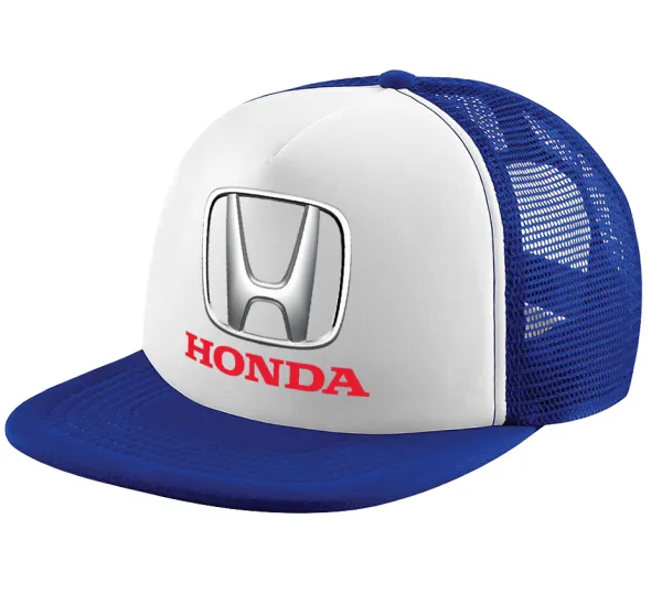 HONDA — Adult Soft Trucker Hat with Blue/White Mesh (POLYESTER, ADULT, UNISEX, ONE SIZE)