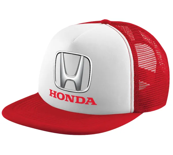 HONDA — Καπέλο παιδικό Soft Trucker με Δίχτυ ΚΟΚΚΙΝΟ/ΛΕΥΚΟ (POLYESTER, ΠΑΙΔΙΚΟ, ONE SIZE)