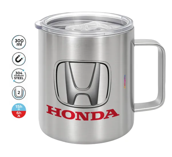 HONDA — Double-walled stainless steel mug 300ml with temperature-retaining lid