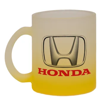 HONDA, Κούπα γυάλινη δίχρωμη με βάση το κίτρινο ματ, 330ml