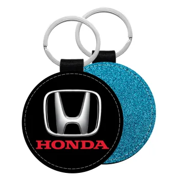 HONDA, Μπρελόκ Δερματίνη, στρογγυλό ΜΠΛΕ (5cm)