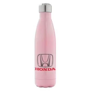 HONDA, Μεταλλικό παγούρι θερμός Ροζ Ιριδίζον (Stainless steel), διπλού τοιχώματος, 500ml