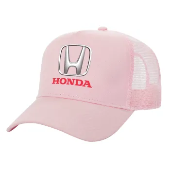 HONDA, Καπέλο Ενηλίκων Structured Trucker, με Δίχτυ, ΡΟΖ (100% ΒΑΜΒΑΚΕΡΟ, ΕΝΗΛΙΚΩΝ, UNISEX, ONE SIZE)