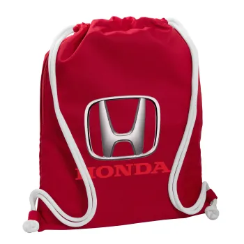 HONDA, Backpack pouch GYMBAG Red, with pocket (40x48cm) & thick cords