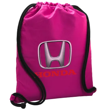 HONDA, Backpack pouch GYMBAG Fuchsia, with pocket (40x48cm) & thick cords