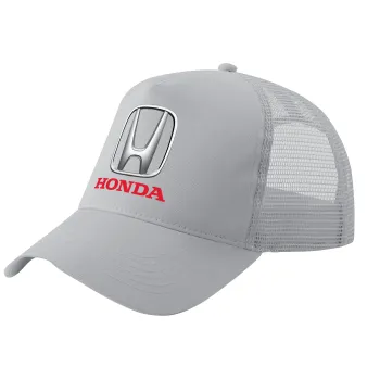 HONDA, Καπέλο Trucker με Δίχτυ, ΓΚΡΙ, (ΒΑΜΒΑΚΕΡΟ, ΠΑΙΔΙΚΟ, UNISEX, ONE SIZE)