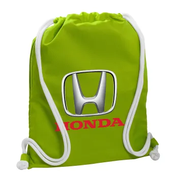 HONDA, Τσάντα πλάτης πουγκί GYMBAG LIME GREEN, με τσέπη (40x48cm) & χονδρά κορδόνια