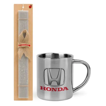 HONDA, Easter Set, metallic thermal cup (300ml) & Easter aromatic flat candle (30cm) (GRAY)