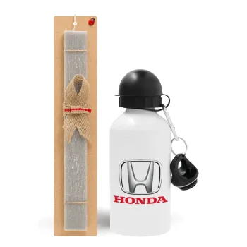 HONDA, Easter Set, metallic aluminum water bottle (500ml) & aromatic flat Easter candle (30cm) (GRAY)
