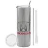 Tumbler stainless steel Silver 600ml, with metal straw & cleaning brush