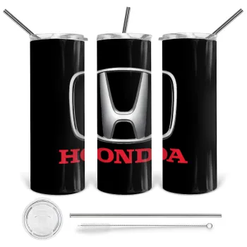 HONDA, Tumbler stainless steel 600ml, with metal straw & cleaning brush