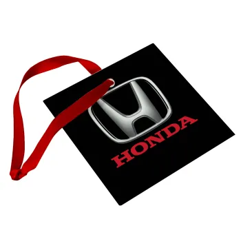 HONDA, Στολίδι Χριστουγεννιάτικο στολίδι γυάλινο τετράγωνο 9x9cm