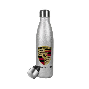 Porsche, Metallic Glitter Silver Thermos Flask (Stainless steel), double-walled, 500ml