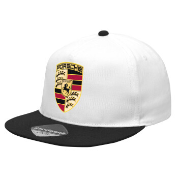 Porsche, Καπέλο Ενηλίκων Flat Snapback Λευκό/Μαύρο, (POLYESTER, ΕΝΗΛΙΚΩΝ, UNISEX, ONE SIZE)